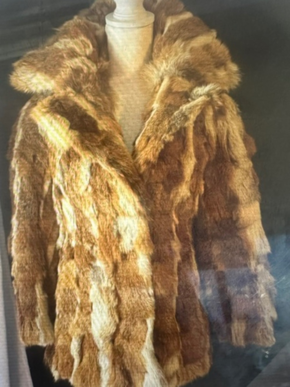 Vintage Multi Color Fox Fur Women’s Coat With Pockets (S)